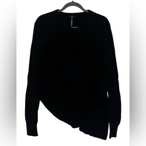 Free People Black Asymmetric V-Neck Sweater